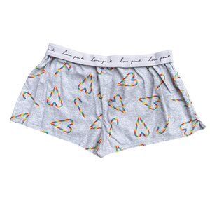 PINK Victoria's Secret Rainbow Candy Cane Heart Sleep Short Festive Loungewear-M